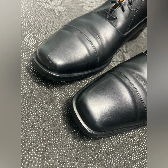 HERMES Classic Black Cap Toe Lace up Mens Leather Oxfords Size:EU 43 1/2/US 10.5 - Picture 8 of 16